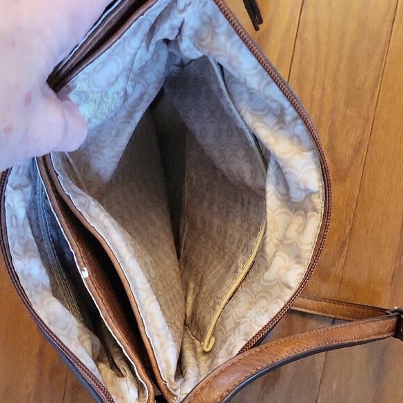 Charming Charlie Brown and Gold Crossbody Bag with Chain Detail NWT - Picture 10 of 16